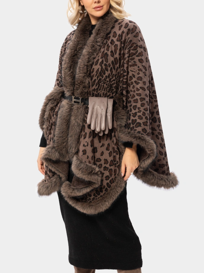 Пончо Элегия с меховой отделкой