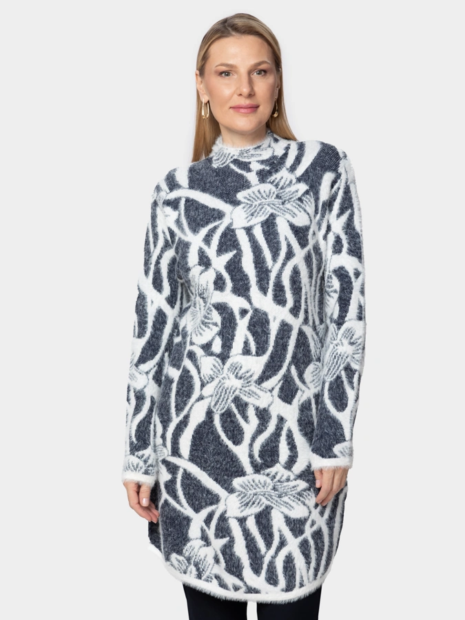 Туника пушистая удлиненная Водяная лилия