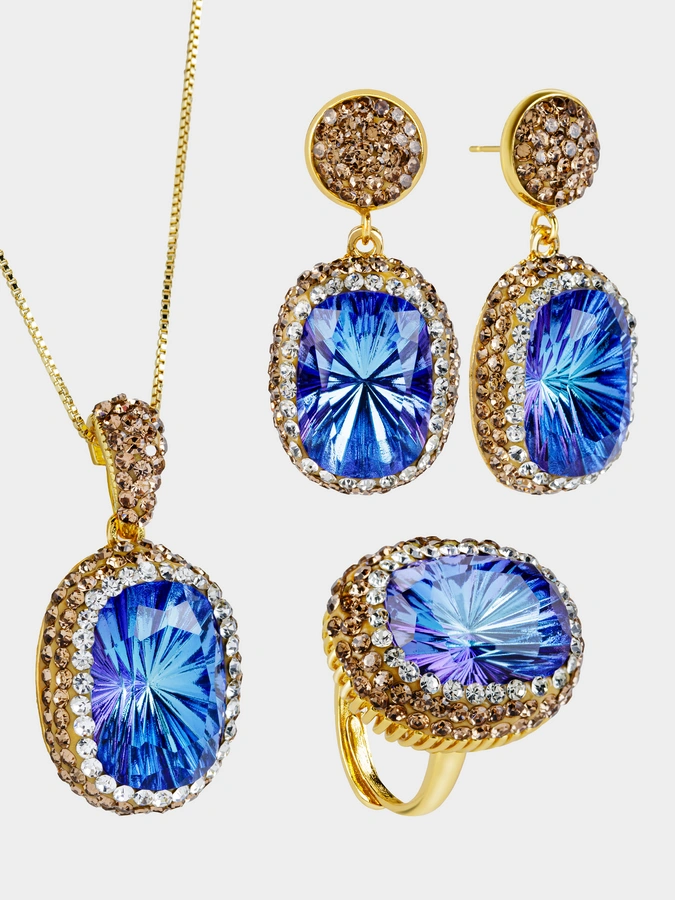 Комплект Лагуна (колье+серьги+кольцо)