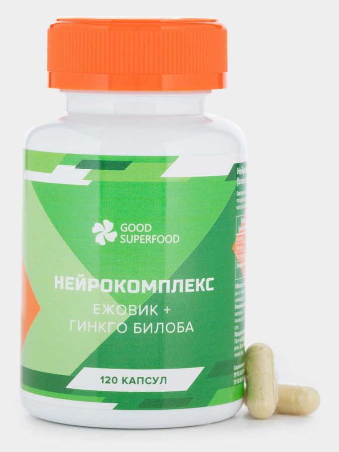 Нейрокомплекс Ежовик + Гинкго Билоба, 1 упаковка, 120 капсул