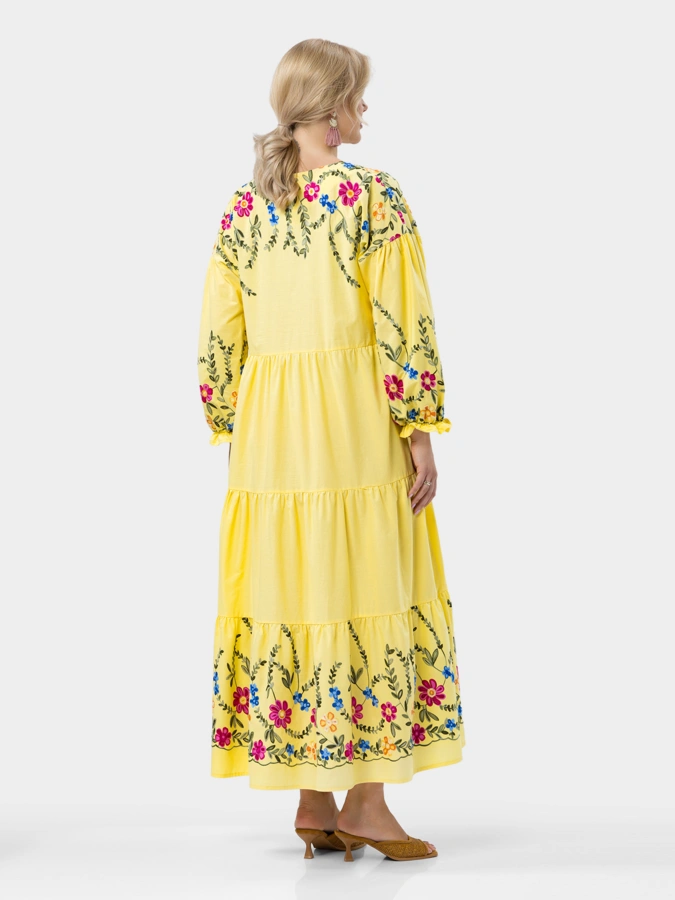 Платье ярусное с цветами