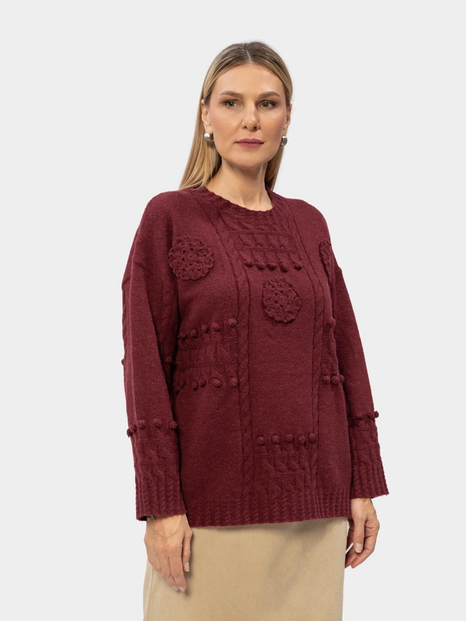 Джемпер с вязаным декором