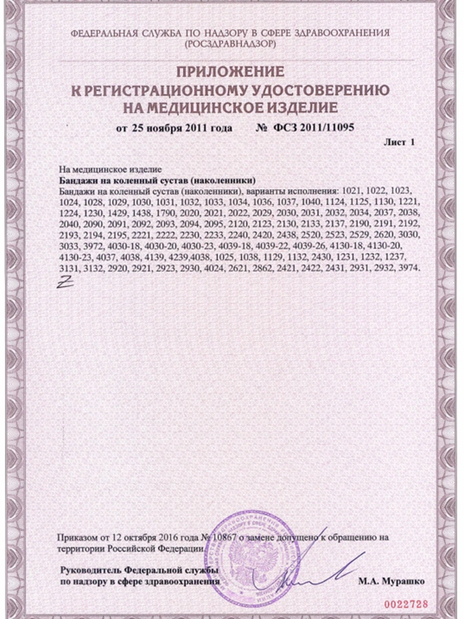 Бандаж на коленный сустав (наколенник)