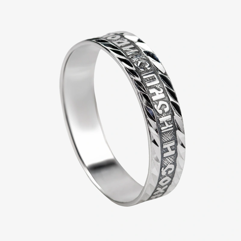 Кольцо Спаси и Сохрани с алмазной гранью