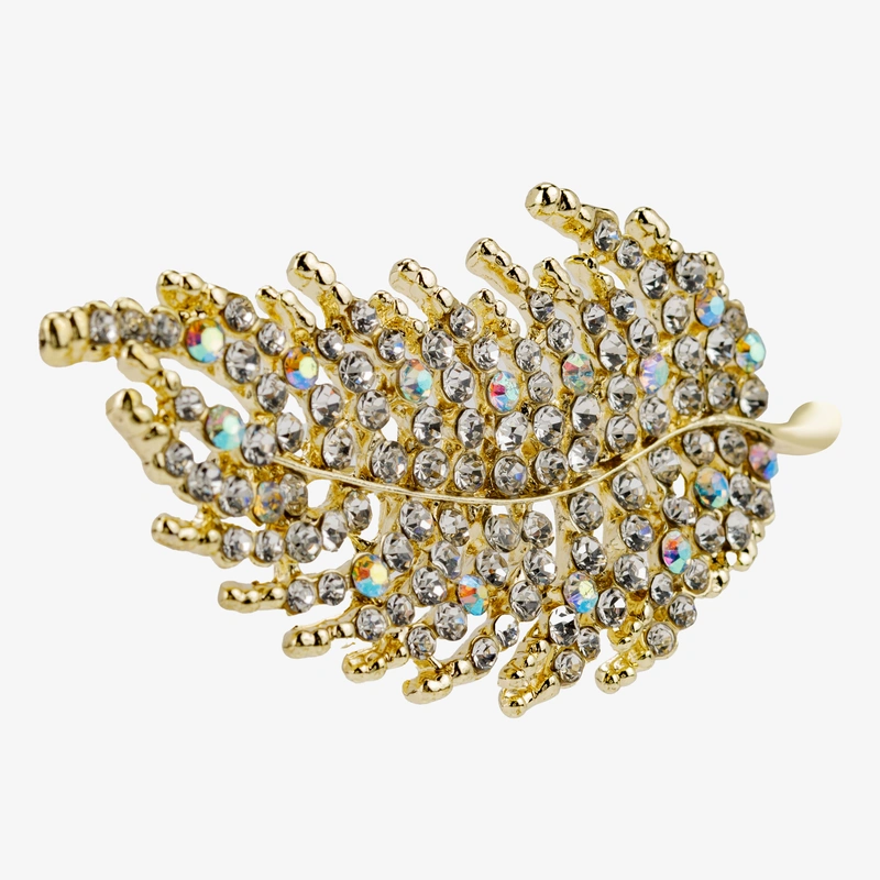 Брошь Перо с кристаллами