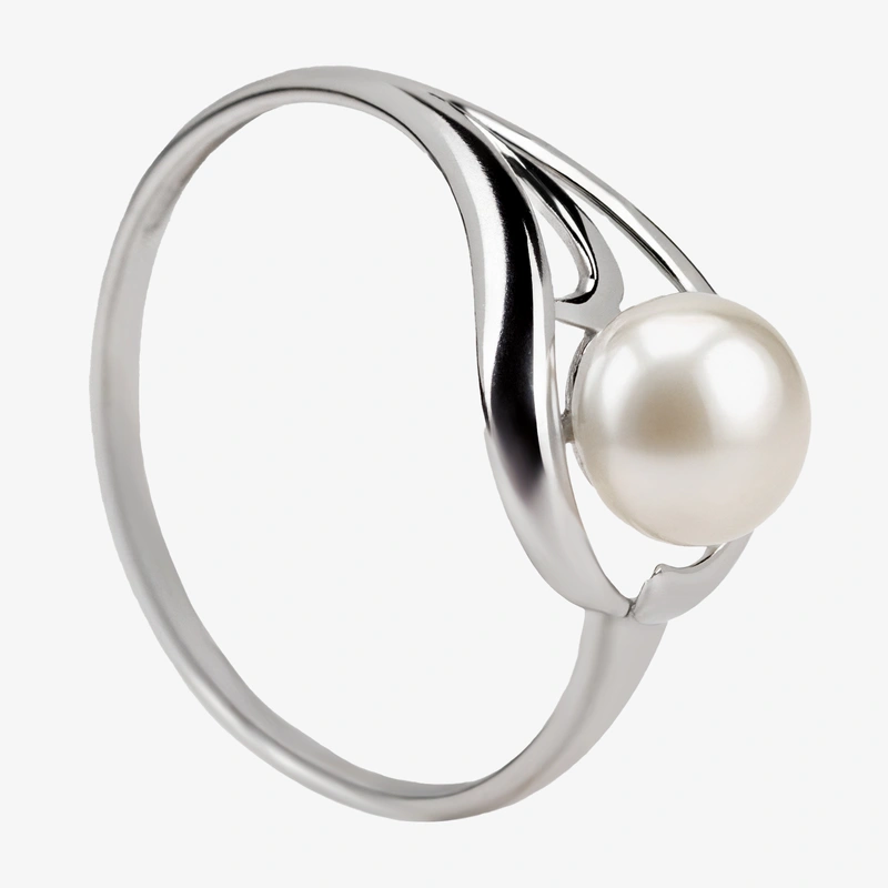 Кольцо Мерелин из серебра с культивированным жемчугом родированное