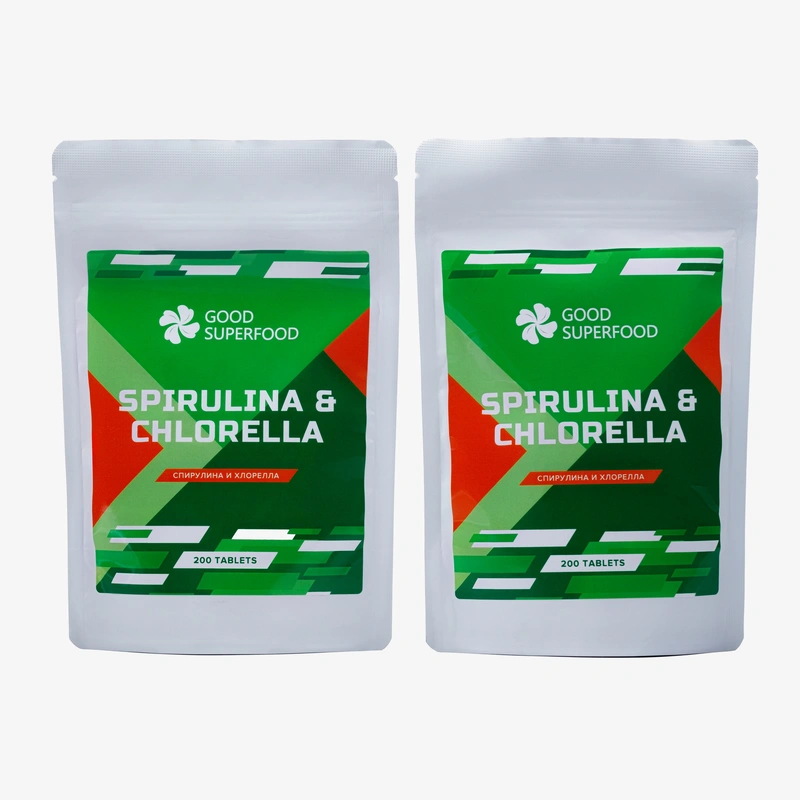 Таблетки Спирулина и Хлорелла, 2 упаковки