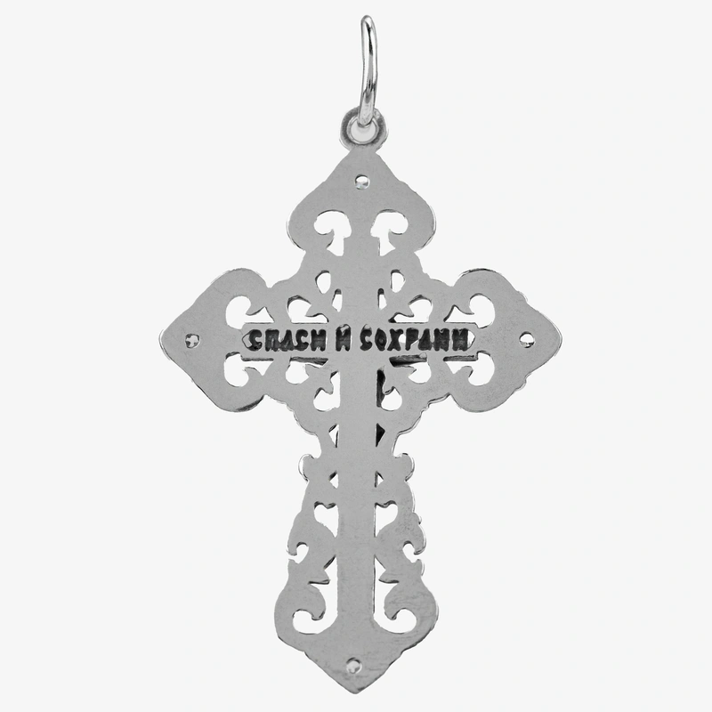 Крест серебро с чернением и фианитами