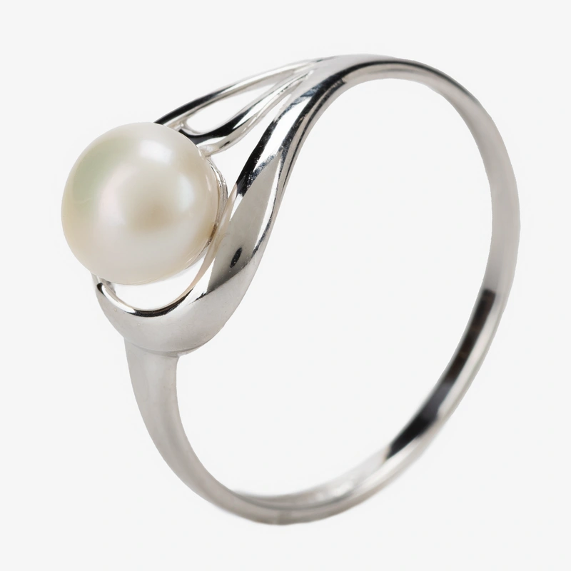 Кольцо Мерелин из серебра с культивированным жемчугом родированное