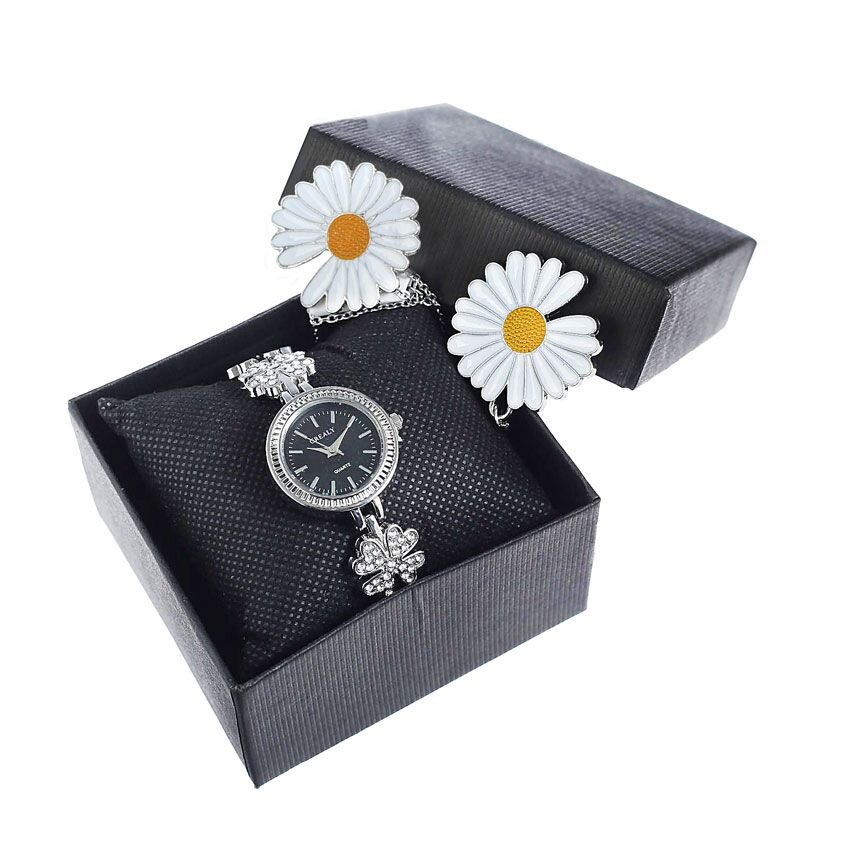 Подарочный набор «Ромашка»: наручные часы, брошь, кулон