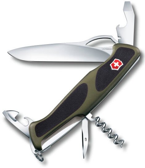 

Нож перочинный Victorinox RangerGrip 61 (0.9553.MC4) 130мм 11функций зеленый/черный карт.коробка