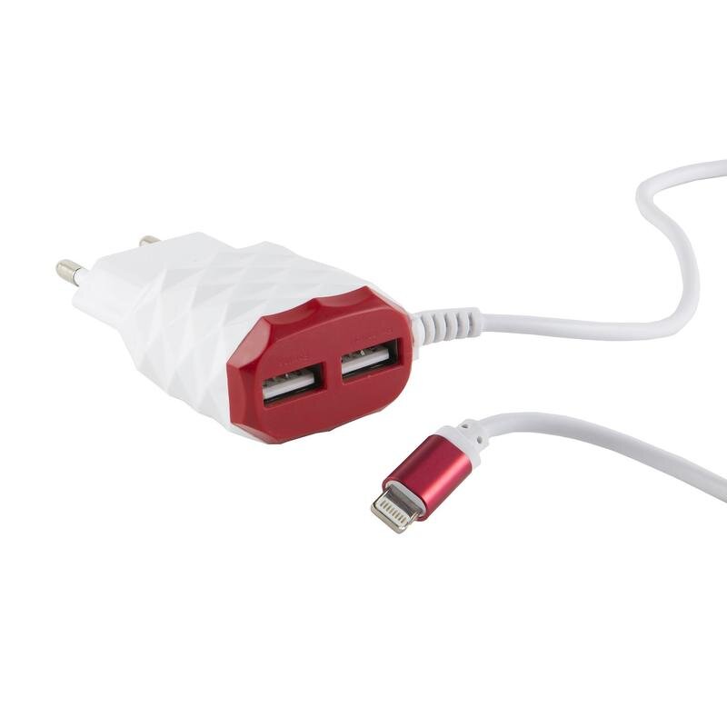 СЗУ Red Line 2 USB+8pin для Apple (модель NC-2.1AC), 2.1A, красный