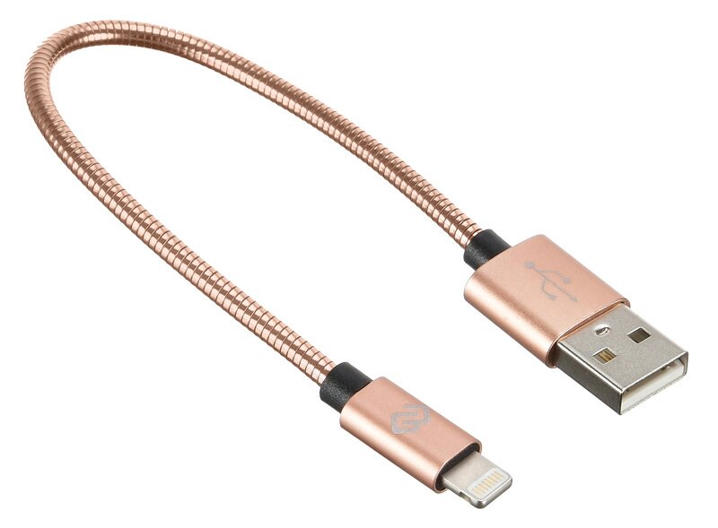 

Кабель Digma USB A (m) Lightning (m) 0.15м розовое золото