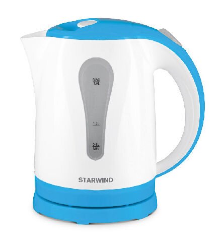 Чайник электрический Starwind SKP1217 1.8л. 2200Вт белый/голубой (корпус: пластик)