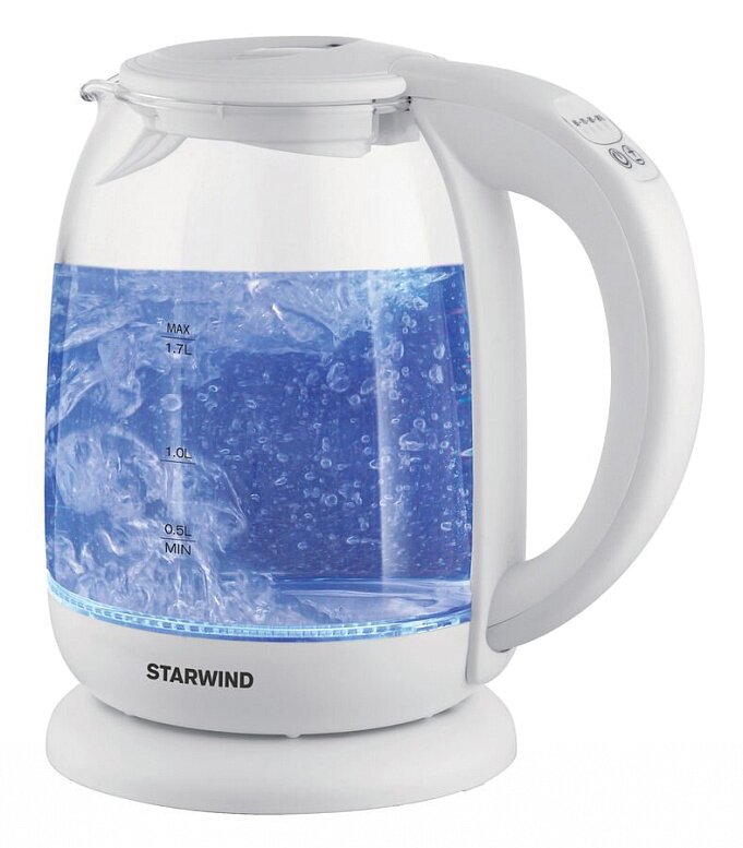 Чайник электрический Starwind SKG4215 1.7л. 2200Вт белый (корпус: стекло)