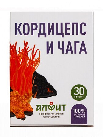 Капсулы Алфит Кордицепс и чага 30 шт по 430 мг, 1 упаковка