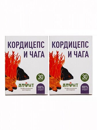 Капсулы Алфит Кордицепс и чага 30 шт по 430 мг, 2 упаковки 