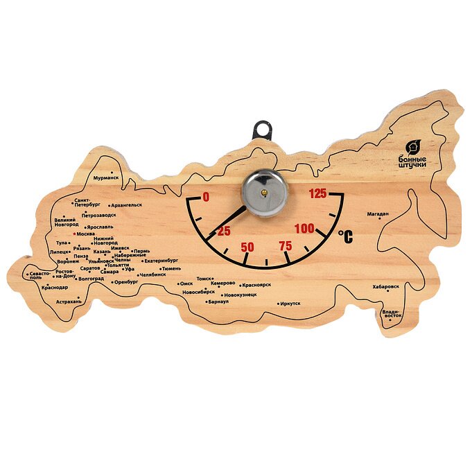 Термометр "Карта России" 22х11х2,5 см для бани и сауны "Банные штучки"0