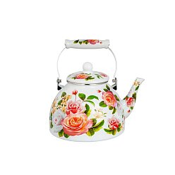 Эмалированный чайник с керамической ручкой «Нежная роза»