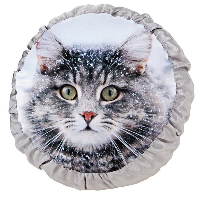 Подушка с фотопечатью «Зимний кот»