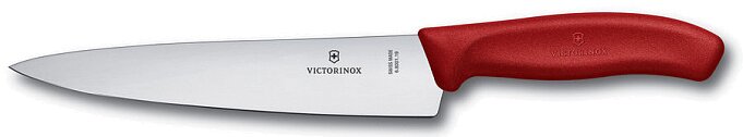 Нож кухонный Victorinox Swiss Classic (6.8001.19B) стальной разделочный лезв.190мм прямая заточка красный блистер