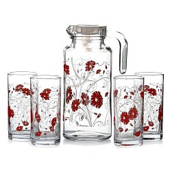 Набор «Красная серенада»: кувшин + 4 стакана