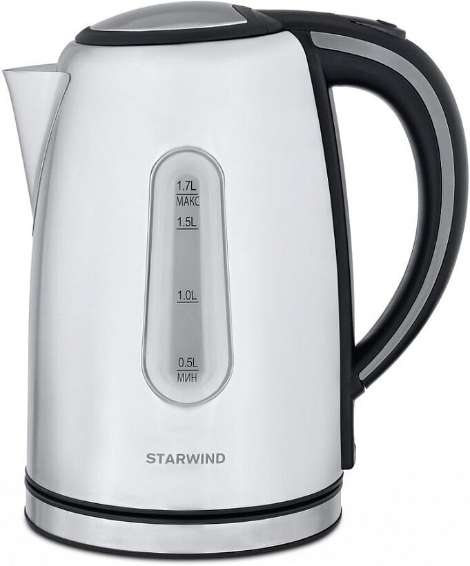 Чайник электрический Starwind SKS4002 1.7л. 2200Вт серебристый/черный (корпус: нержавеющая сталь)
