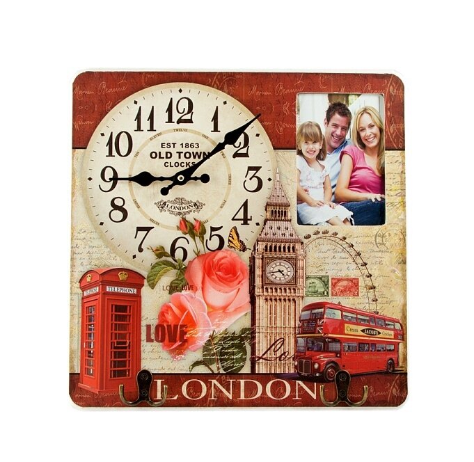 Коллаж-ключница с часами «Лондон»
