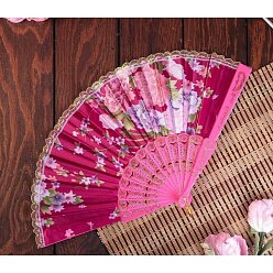 Веер пластик, текстиль "Китайские цветы"